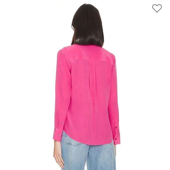 Equipment Slim Signature Pink Silk Long Sleeve Button Up Shirt | Size S - Picture 4 of 10